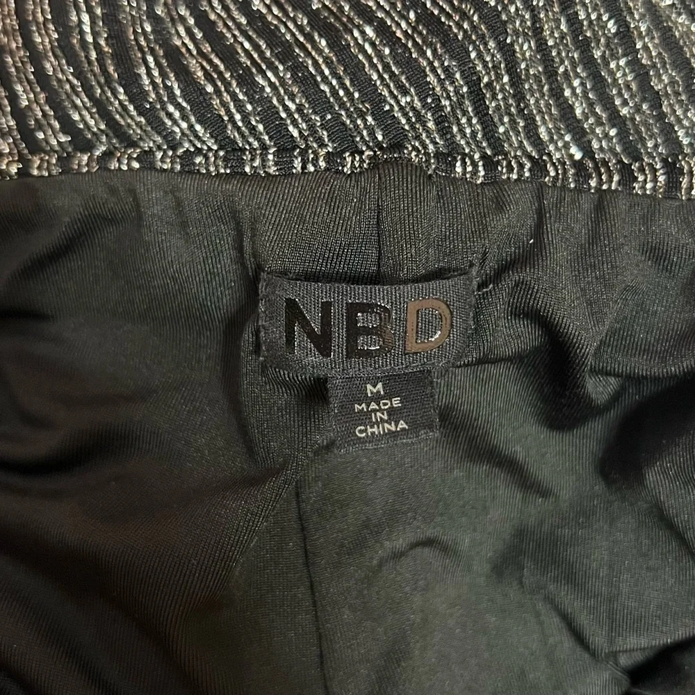 NBD | Tuxedo Legging in Silver Stripe Metallic High Rises Pull-On Pants Size M